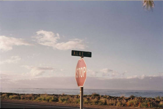 Hawaii  Kauai  1991.03.05  Kekaha (West Kauai) STOP sign at ALAE Rd